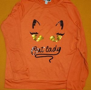 Cat lady sequin sweat shirt